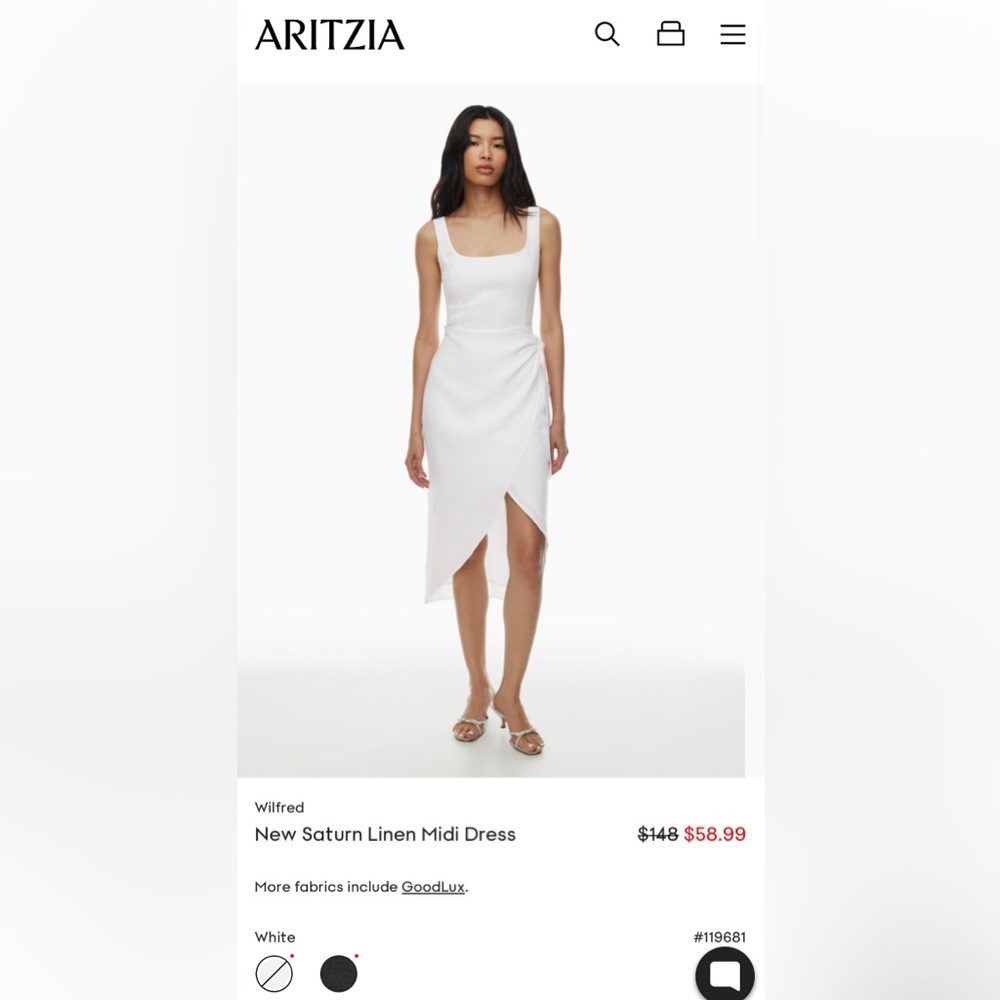 Aritzia Midi Dresses in White ONLY